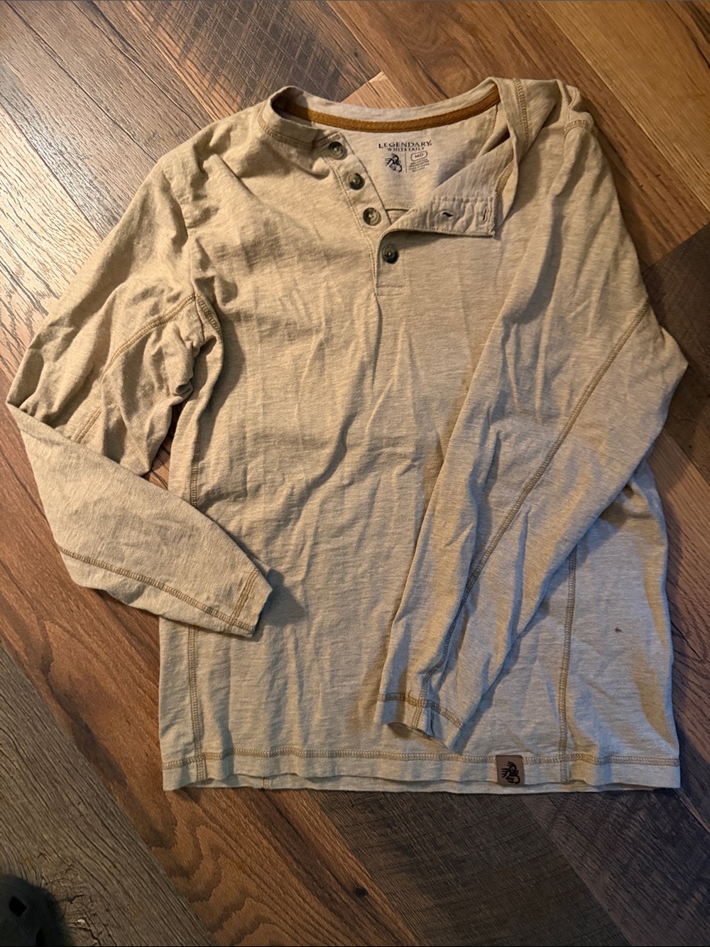 Men's Long Sleeve Henley Tan